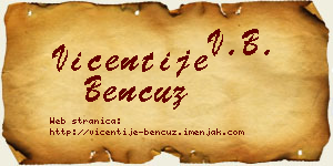 Vićentije Bencuz vizit kartica